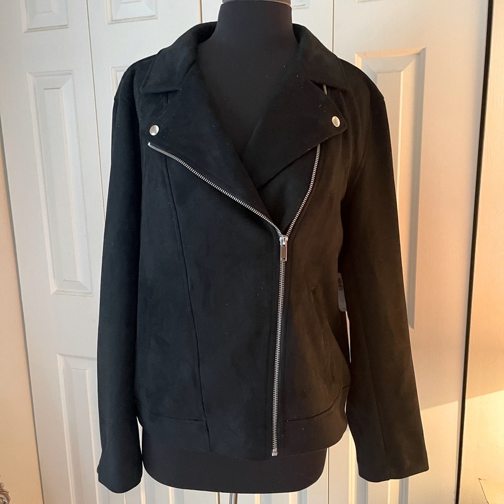 NWT OLD NAVY SUEDE MOTO JACKET XL BLACK